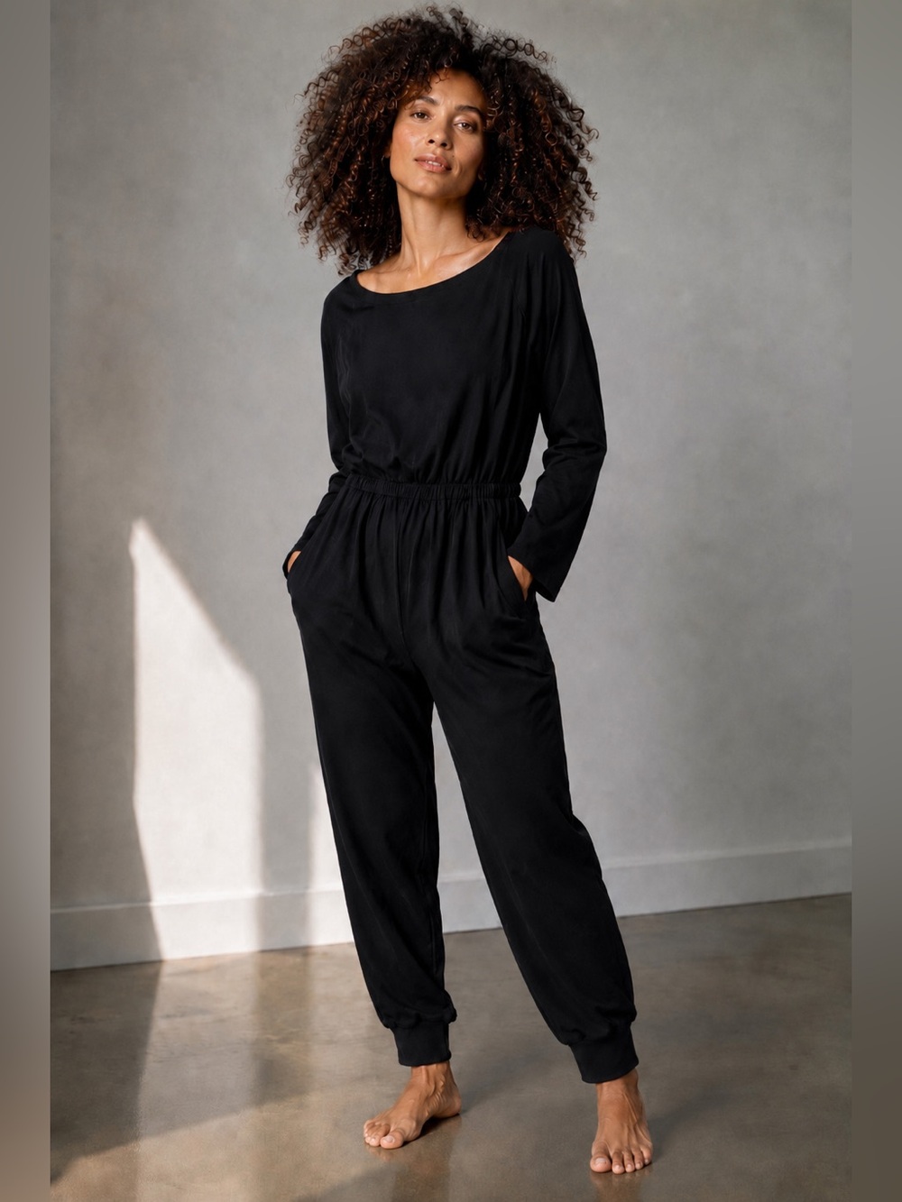 PRETTYGARDEN Black One Piece Loungewear Jumpsuit with Pockets - Size S - NWT